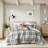 Full/queen Plaid Comforter , Fill, , 2 Shams, Throw Pillows, Warm Style Bedding Microfiber Cozy