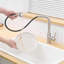 Black Kitchen Sink Faucet With Pull-Out , Contemporary Design, Stainless Steel, Ceramic Filler Pull Down Spray, 360 Rotatable,