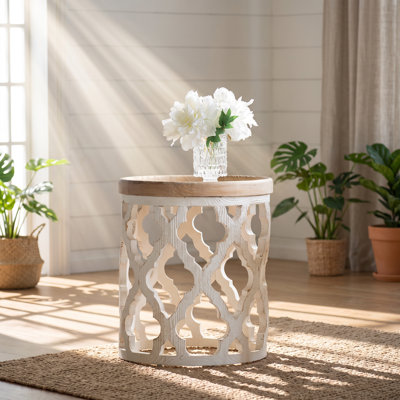 Table d'appoint Evergreen en sapin massif vieilli, 50 cm L x 50 cm P x 58 cm H