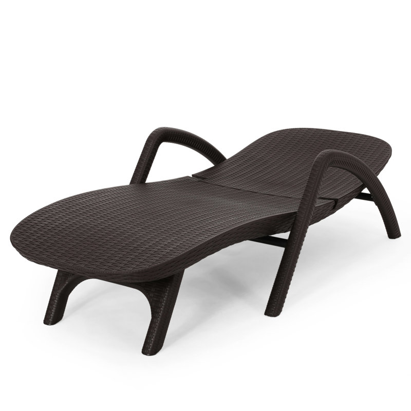 Chaise Lounge In Dark Brown - Polypropylene Material, 3D -Look Texture, Weather- For Patio And Backyard, Hand-Crafted Details, Assembly Required Resin Construction, Patio, Needed