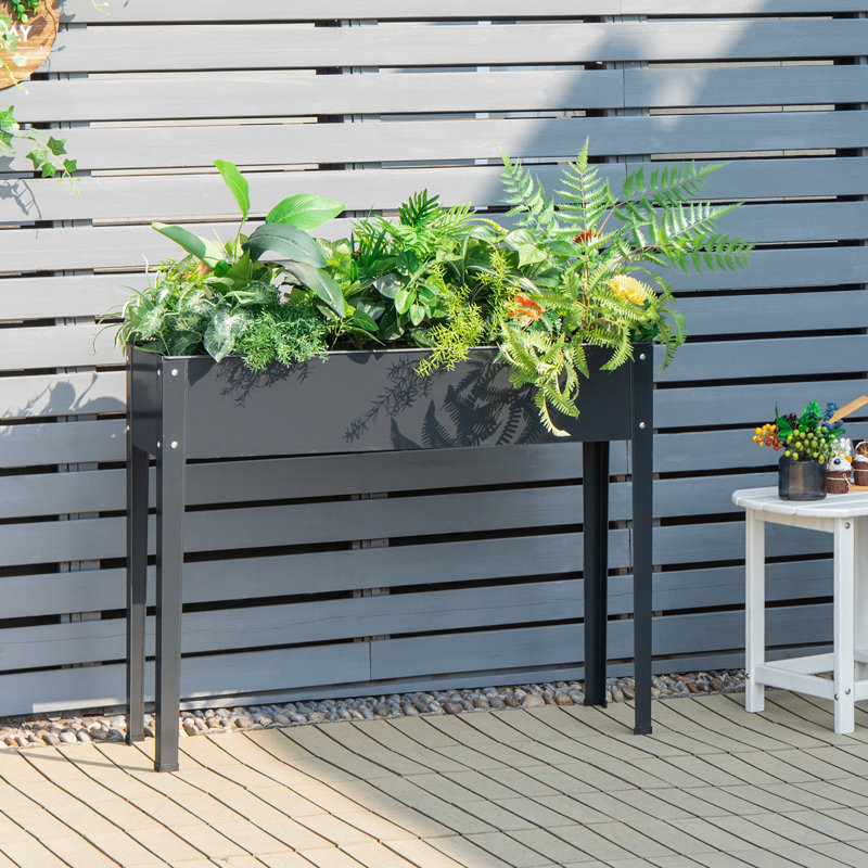 Ranier Wood Elevated Planter, Black