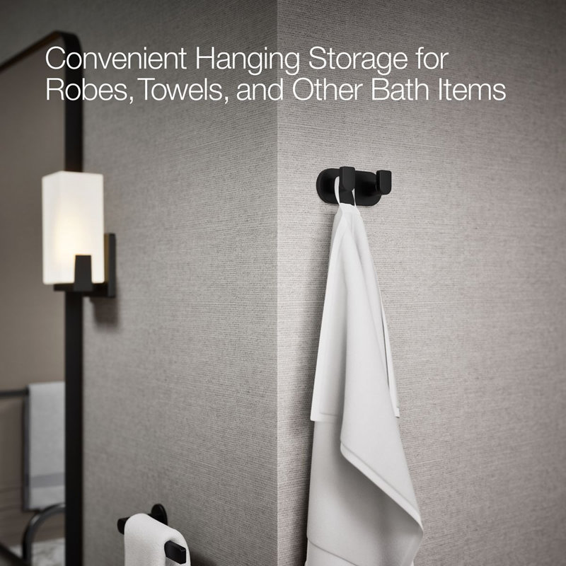 Composed® Wall Mounted Double Robe Hook, Matte Black