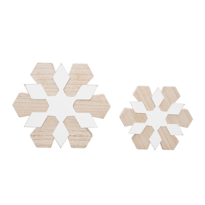 Ensemble de 2 flocons de neige de Noël en bois 7,75 po