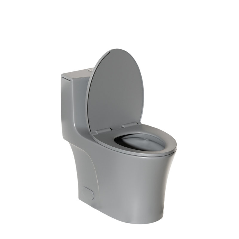 1/1.60 Toilet, Grey Bewitching 002, Elongated Comfort Height Floor Mounted With Energizing Soft Closing Seat Lovely Tranquil