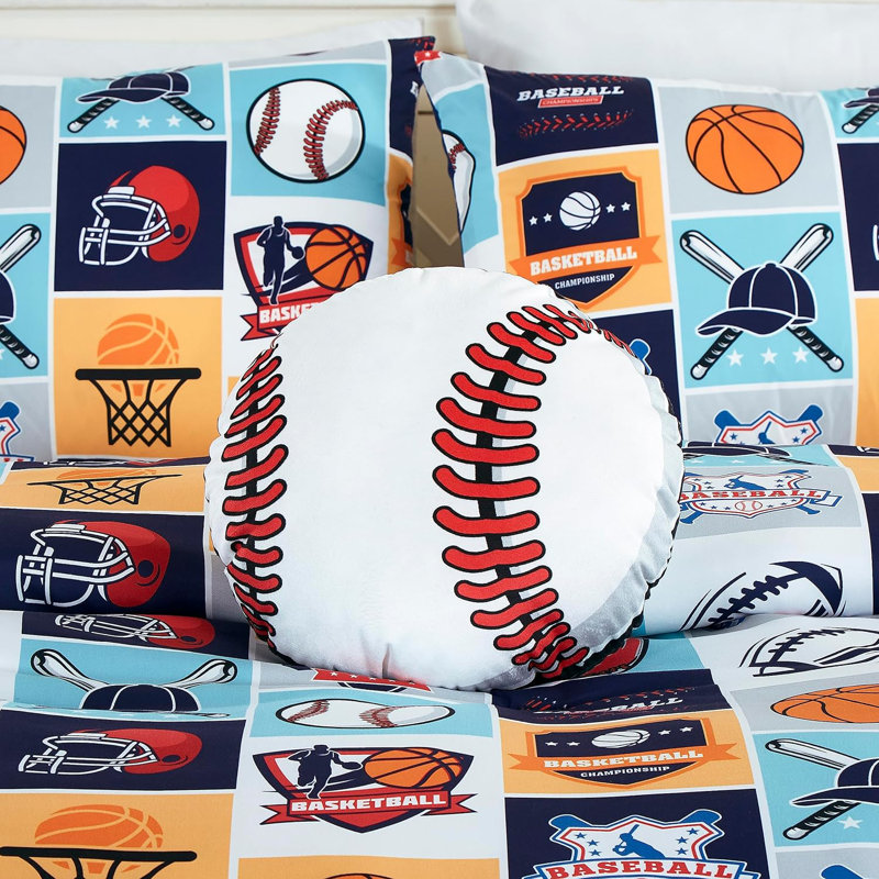 Twin White Microfiber Kids Sports Comforter Set