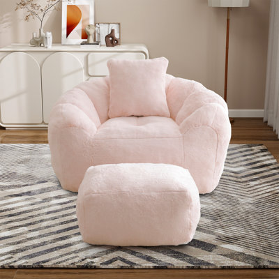 Fauteuil à billes moderne, fauteuil de lecture rembourré avec repose-pieds