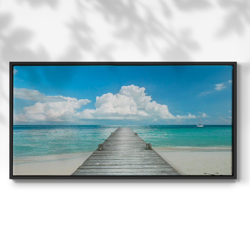 Infinity Pier - Toile tendue avec châssis encadré - Prêt à accrocher, H 21 po x l 41 po, Noir