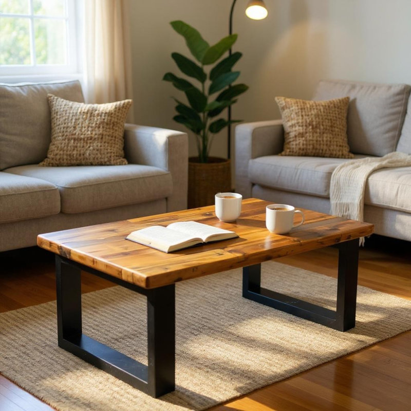 The Rustic Timber Revival Coffee Table, 16" H x 30" L x 24" W, Brown Wood