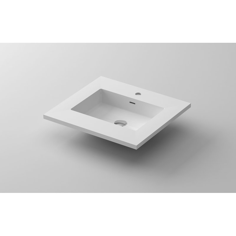 Plateau de meuble-lavabo simple 24 po, Blanc mat