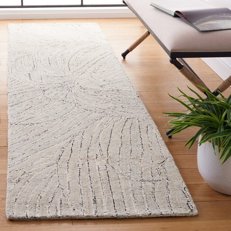 Metro Hand Tufted Wool And Cotton With Latex Floral Rug, Runner 2'3" x 9'