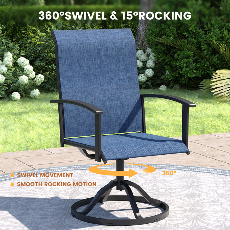 Middleton Patio dining set with Rectangular Dining Table and 6 PVC-coated polyester Swivel Chairs, Blue