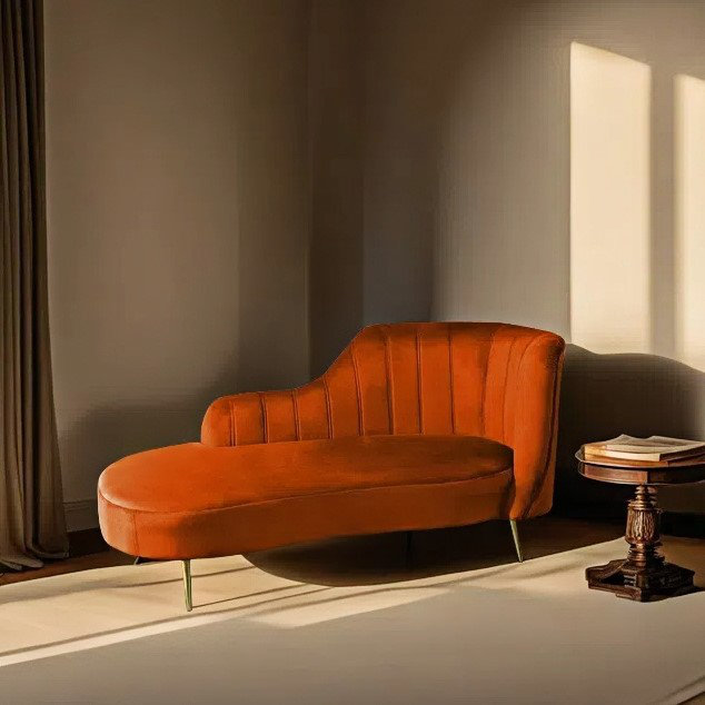 Chaise longue élégante, simple, moderne et créative, Orange, Orienté à droite