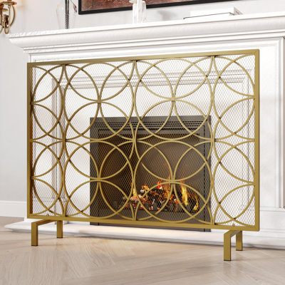 40'' W Iron Fireplace Screen