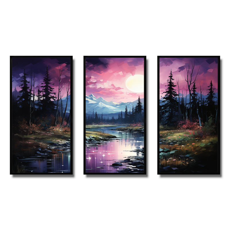 Art mural Northern Light, H 28 po x l 36 po x P 1 po, Cadre flottant noir