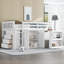 Lit mezzanine en bois d'hévéa avec armoire de rangement, tiroirs, tablettes, bureau coulissant, barrière de sécurité et échelle-2003683239