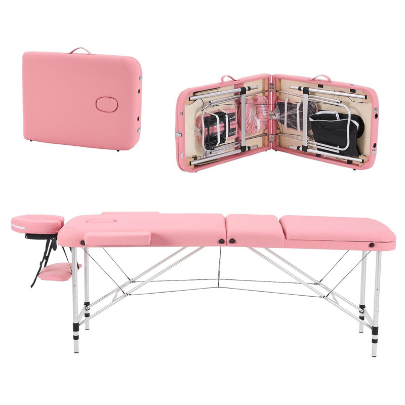 213.4cm Rectangular Adjustable Folding Table, Pink