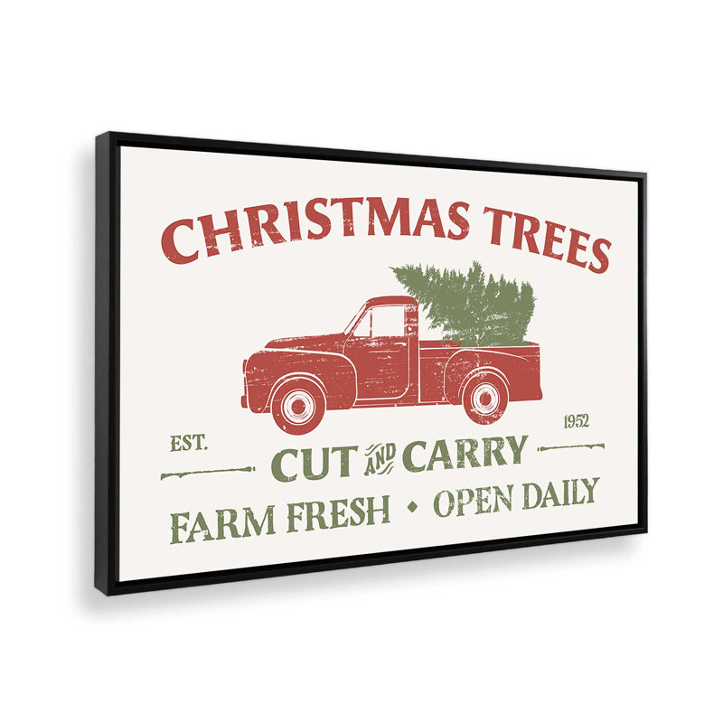 «Farm Fresh Christmas Trees», impression de signe, Cadre noir, H 8,75 po x l 12,75 po x P 1,75 po