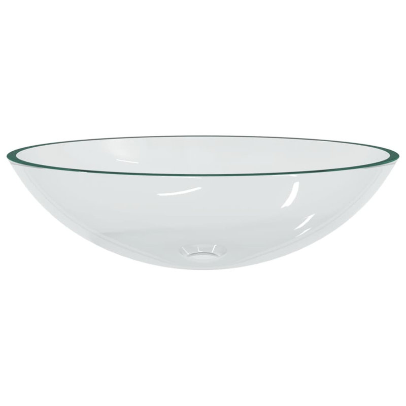 Metro Lane Adaryll 500mm L x 370mm W Glass Circular Sink, Transparent