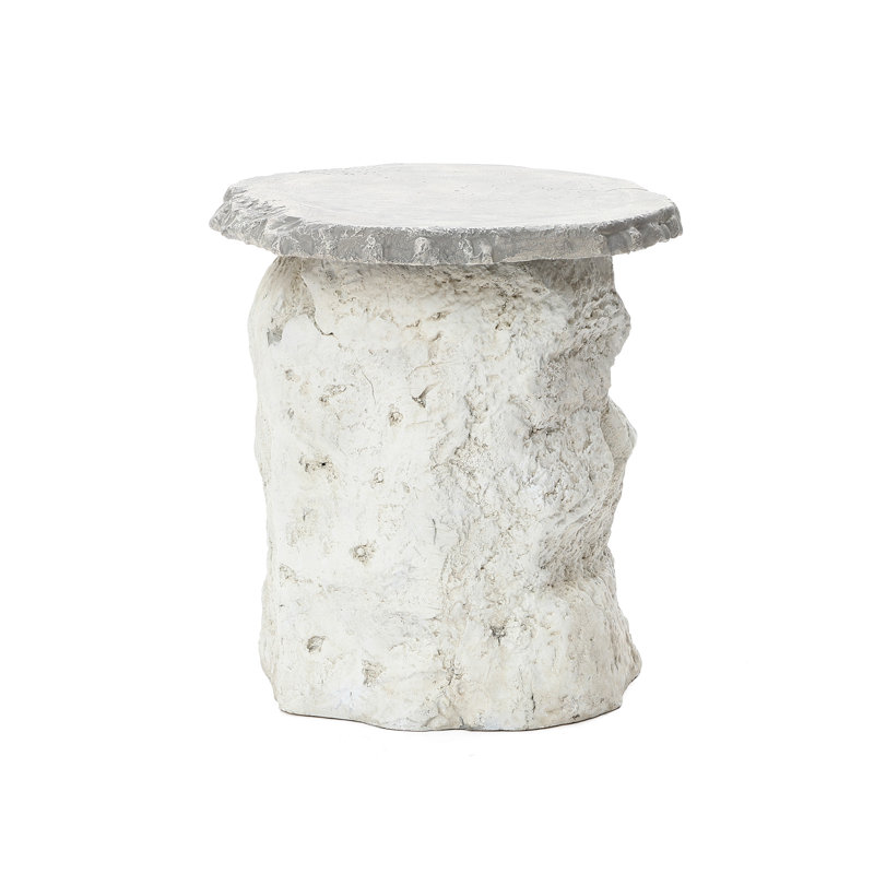 18.7'' H Stone-Look Outdoor Side Table with Textured Base