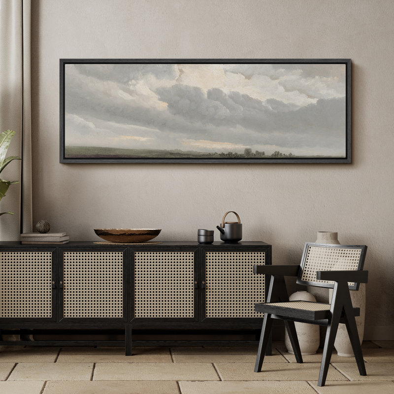 «Greenish Grey Cloudy Sky Relaxing Calm», impression sur toile encadrée surdimensionnée, H 20 po x l 60 po