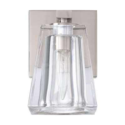 Hillsboro 4-inch 1-light Brushed Nickel Vanity Light with Clear Pressed Glass Shade