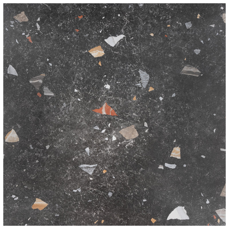 Sonar 26" x 26" Porcelain Stone Look Wall & Floor Tile, Black
