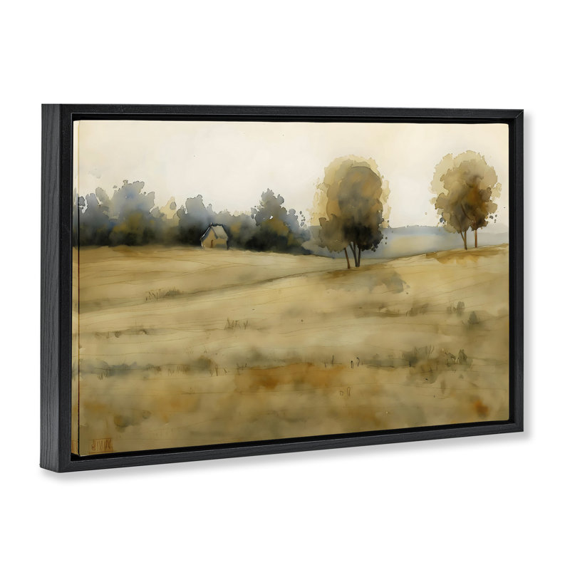 Solitude Fields Landscape Floating Frame, design by LSR Creative Studio, Jet Black Floater Frame, 17" H x 25" W