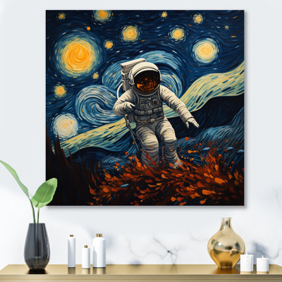 Vangogh Astronauts Through Space II - Space Metal Wall Art