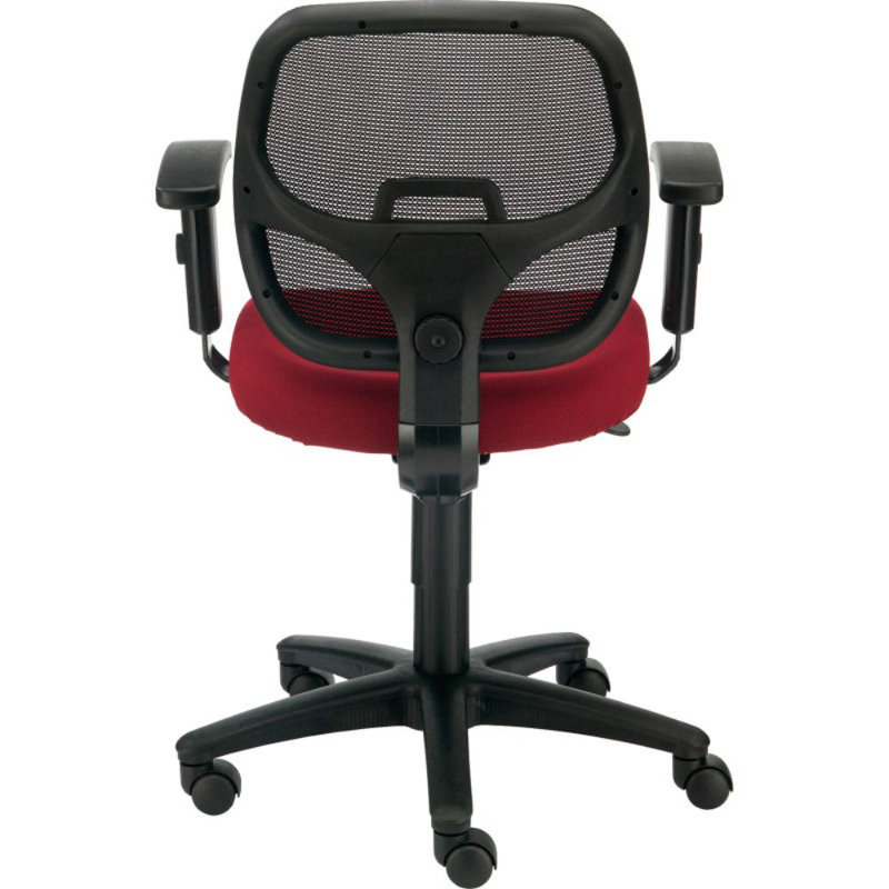 Red Mesh Mid-Back Office Chair with Adjustable Arms