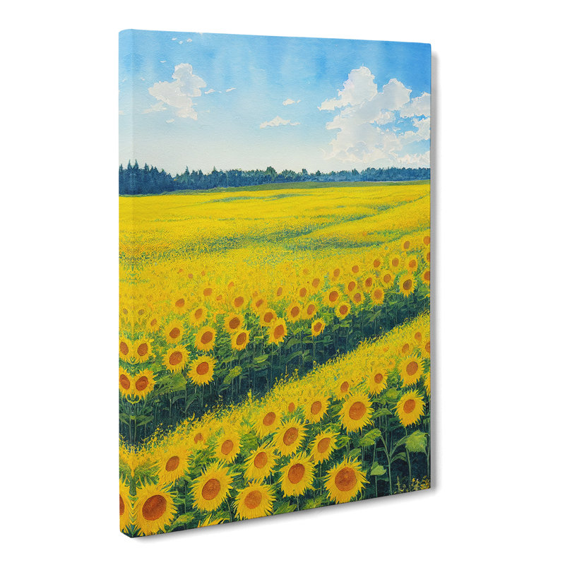 Watercolour Sunflower Field Vol.1 - Wrapped Canvas, 50cm H x 35cm W x 3cm D