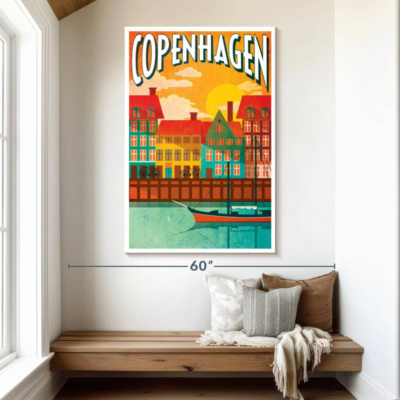 Affiche rétro de la ville de Copenhague, H 51 po x l 34 po