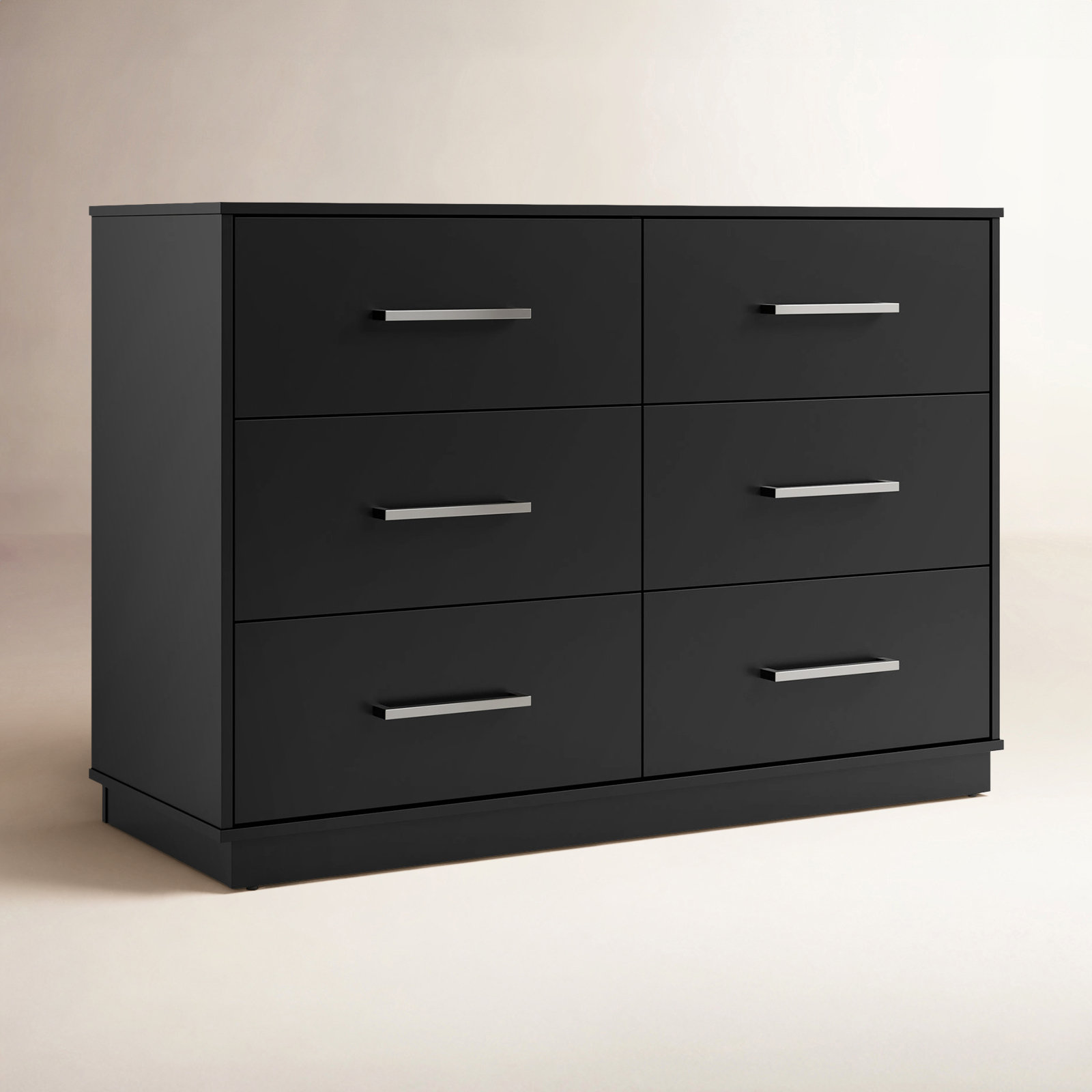 6-Drawer Double Dresser, Black