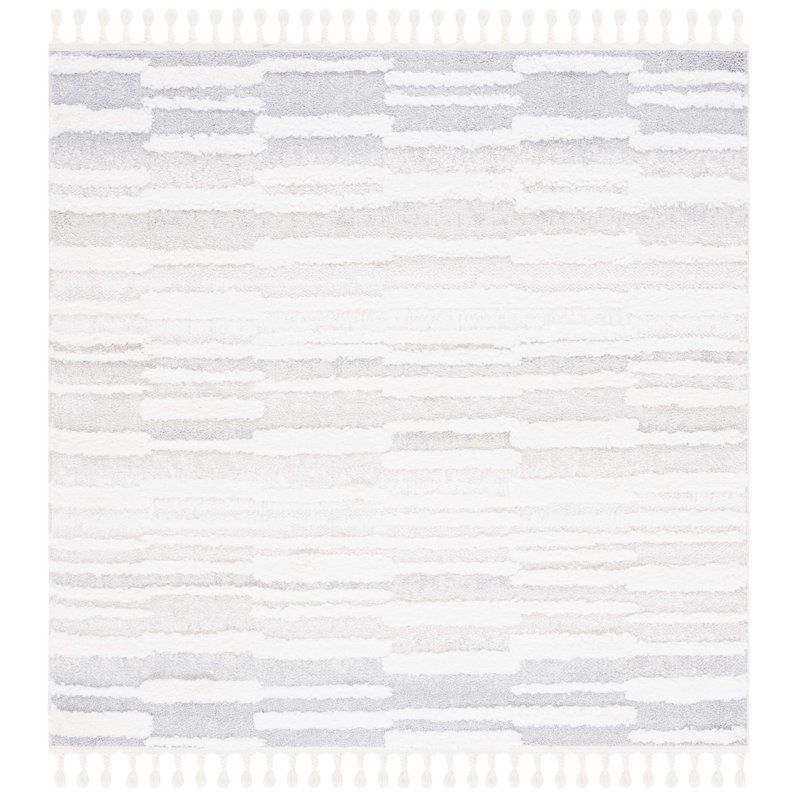 Dinis Tassel Shag Performance Abstract Rug, Square 6'7"