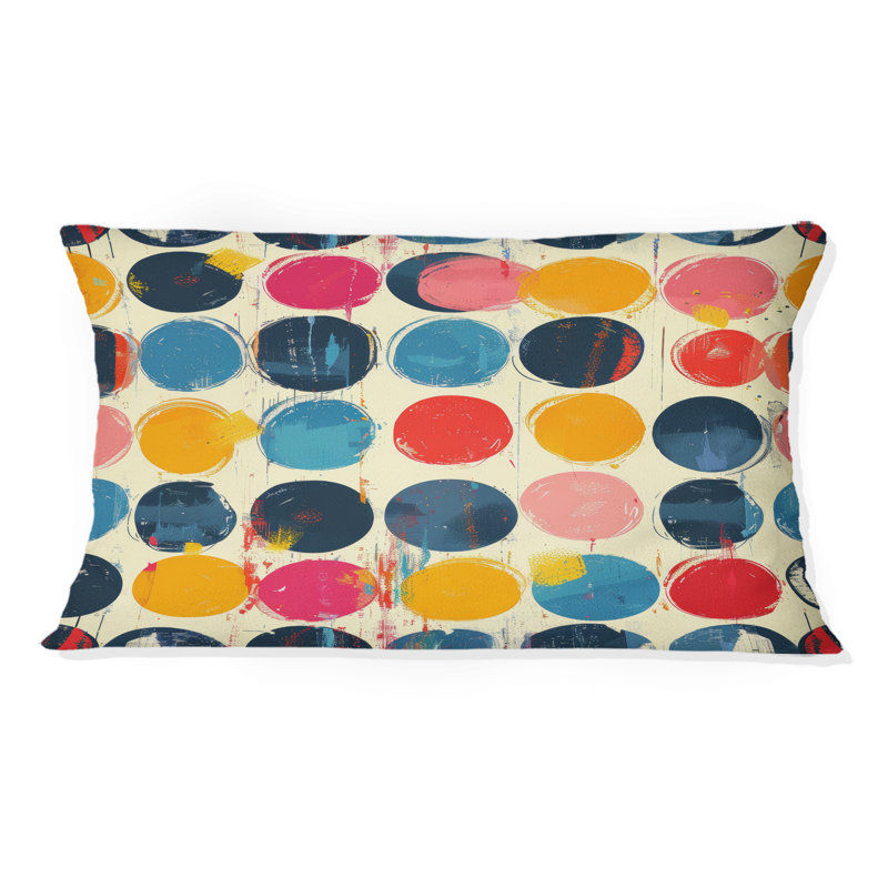 Coussin lombaire à pois orange et vert II