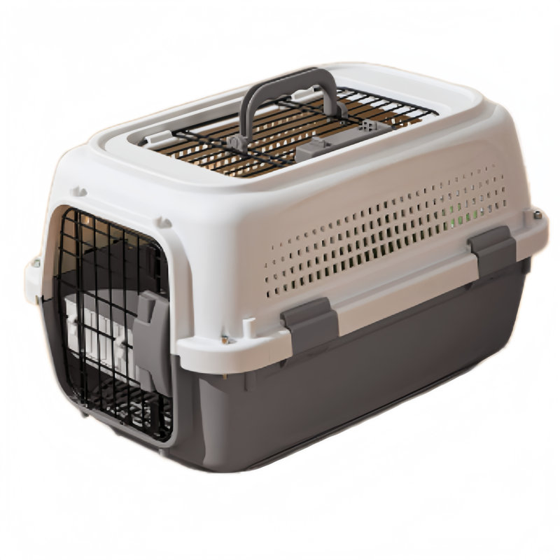 Porte-chat portable à parois rigides avec conception ventilée et porte en métal sécuritaire pour le voyage