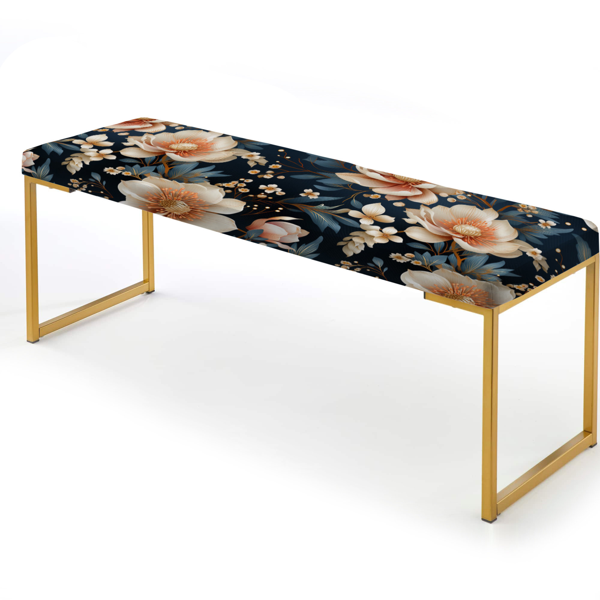 Design Art Vintage Flair Peach And Teal Floral Brilliance - Floral ...