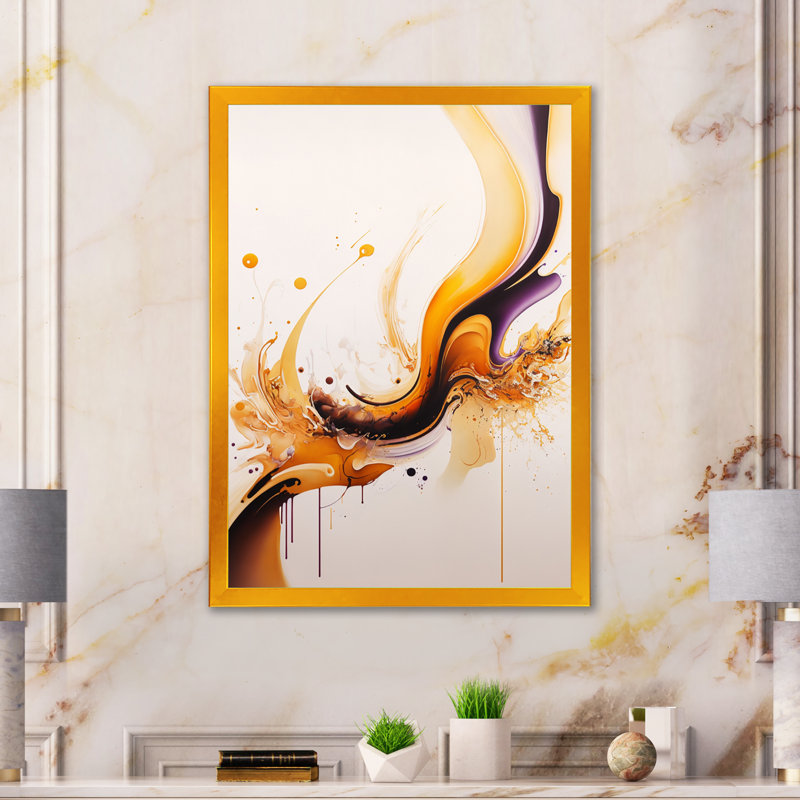 «White and Gold Fusion III», impression sur toile, H 20 po x l 12 po x P 1 po, Cadre photo doré