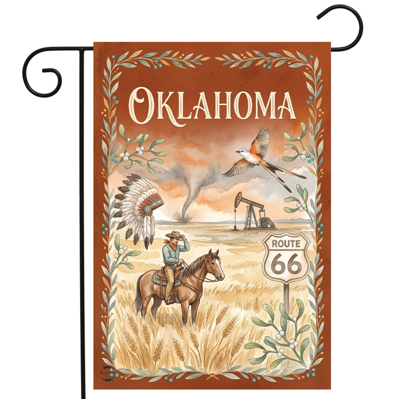 Oklahoma State Pride Garden Flag 12x18