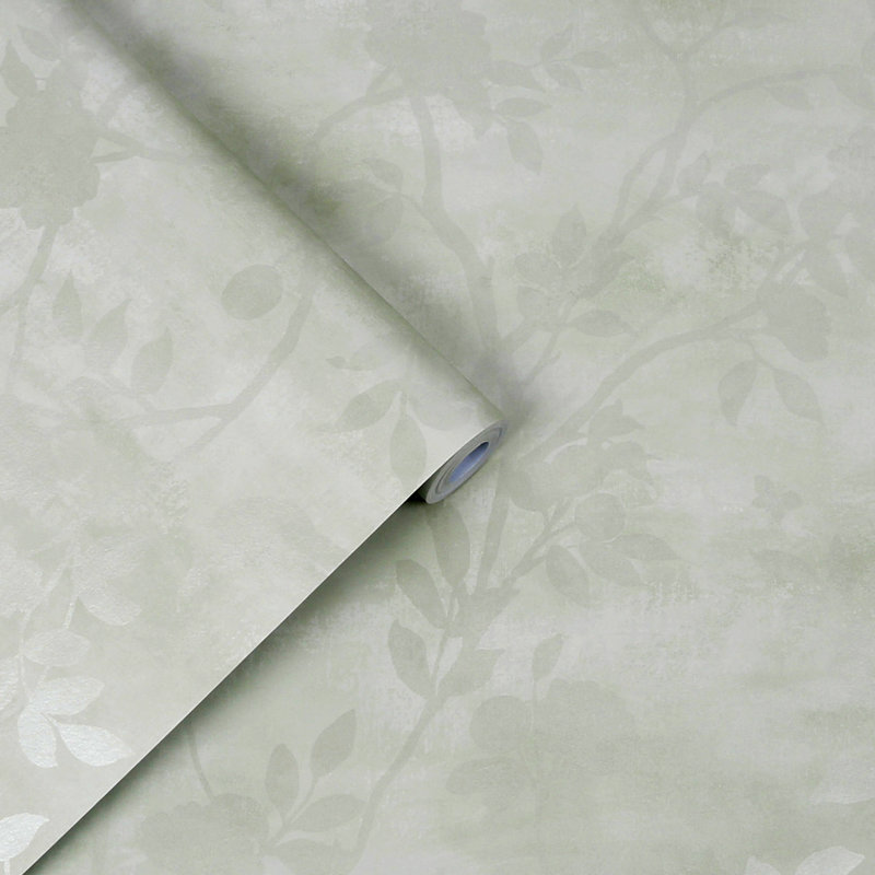 Laura Ashley Eglantine Silhouette Wallpaper Roll, Eau de Nil