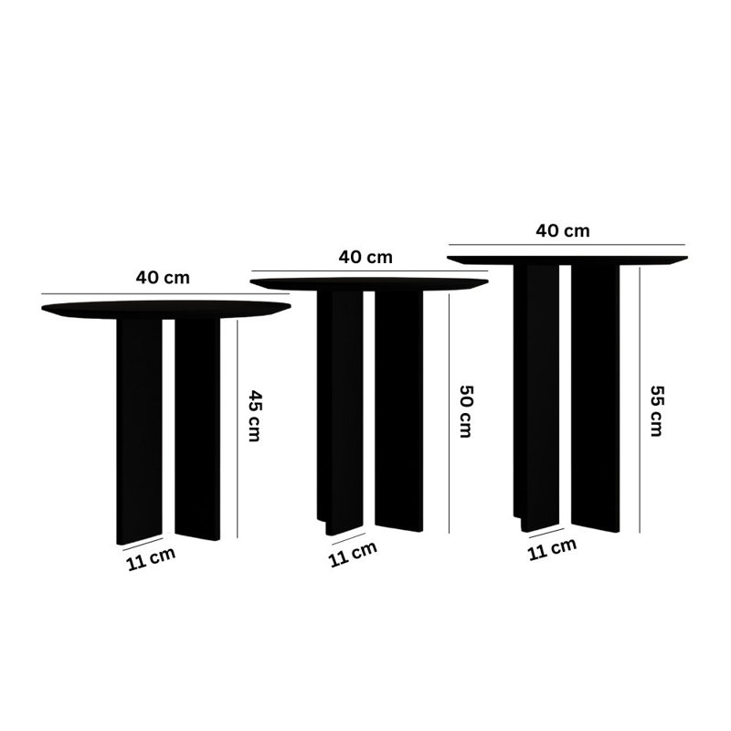 Ensemble de tables basses Modern Modern (3 pièces), 15,7 po x 17,7 po x 21,7 po | 100% panneau de fibres à densité moyenne, épaisseur: 0,71 pouce | Design élégant et fonctionnel pour le salon, couleur unie épurée - parfait pour un décor contemporain
