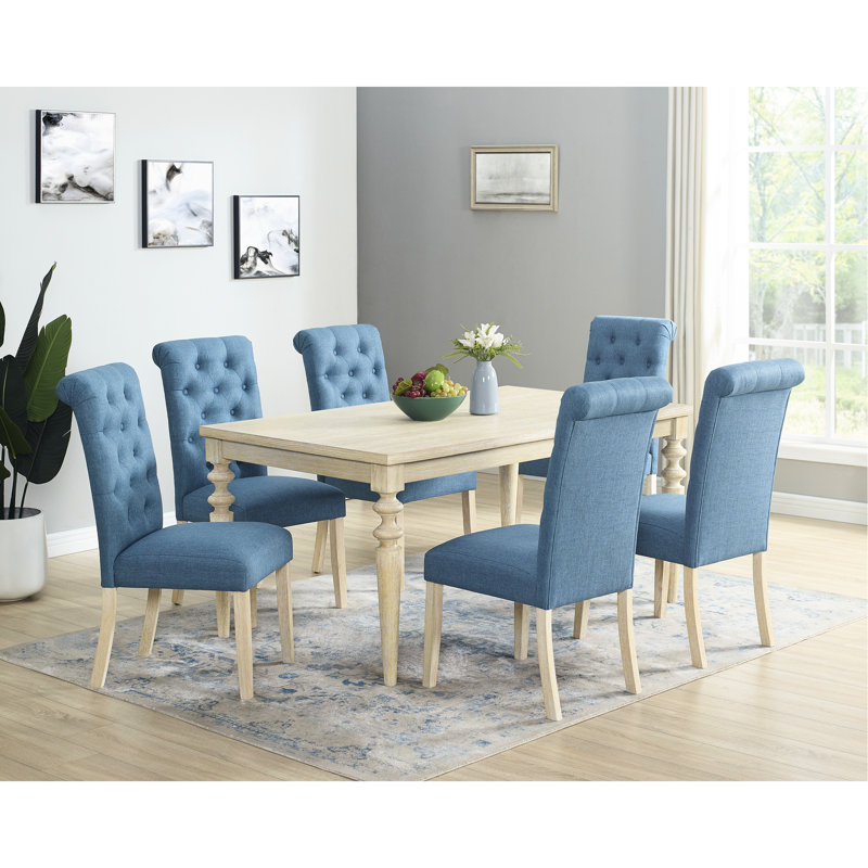 7 chaises de table rectangulaires avec 6 chaises élégantes en brun beige Ensemble de salle à manger: et sièges élégants