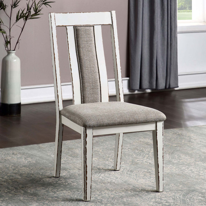 Ensemble de 2 chaises d'appoint classiques en bois massif patiné blanc / gris chaud Classic
