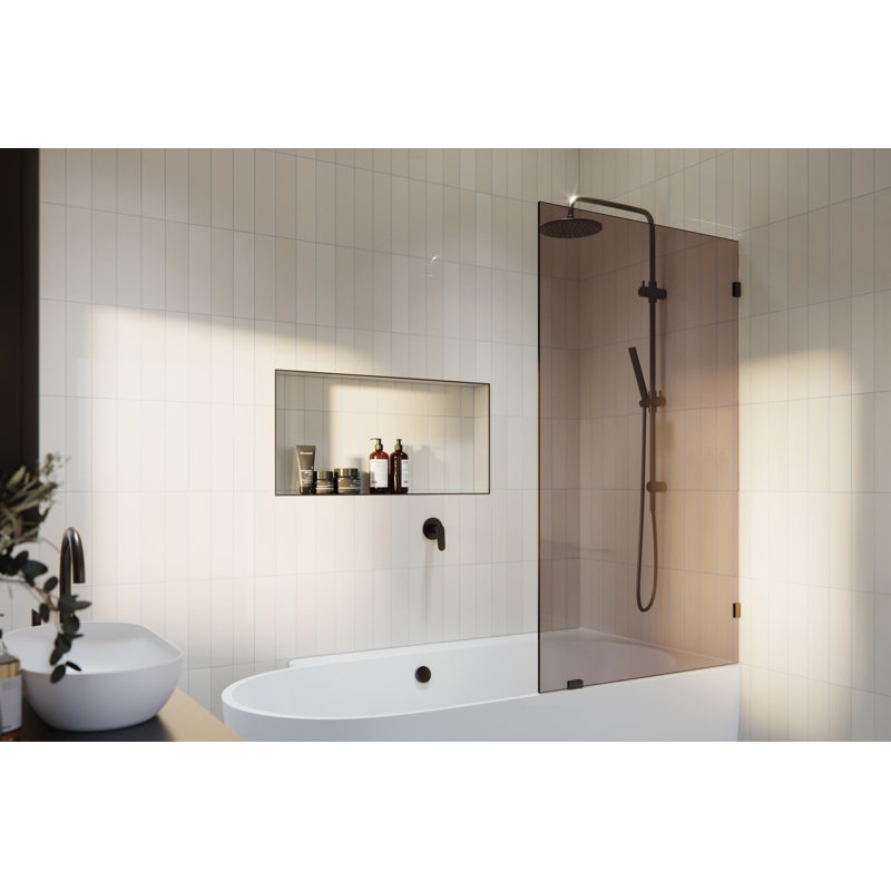 Ursa 34 in. x 58.25 in. Frameless Bronze Tinted Single Fixed Bath Panel, Oil Rubbed Bronze