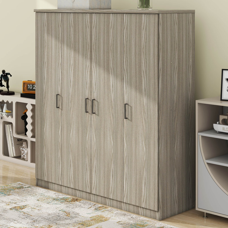 Armoire-penderie 4 portes avec tablettes, H 67,90 po x l 59,20 po x P 20 po, Gris