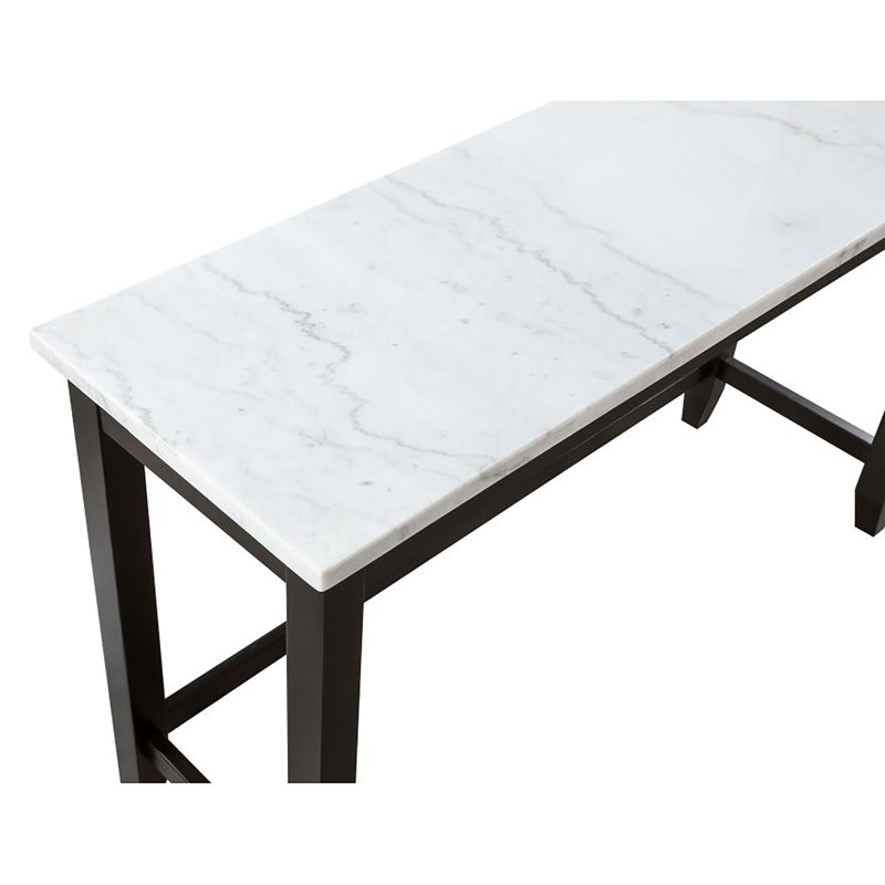 Toby Rectangular Black and White Marble Top Counter Height Table