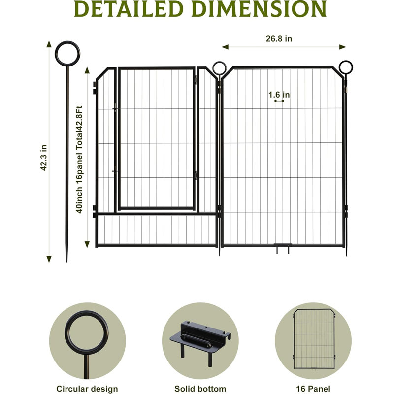 Panel Steel Pet Barrier With Door, 100.33cm H x 67.95cm W
