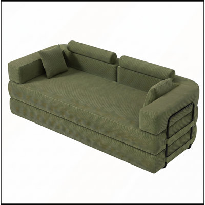 Folding Sofa Bed, Corduroy Convertible Sofa Bed, Modular Sectional Sleeper Sofa, No Assembly Boneless Couch with Memory Foam and Removable Slipcovers