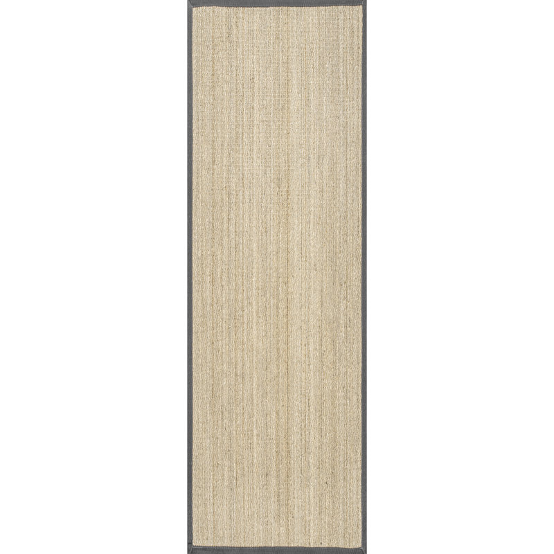 Stephanne Farmhouse Seagrass Natural/Dark Gray Area Rug, Runner 2'6" x 6'
