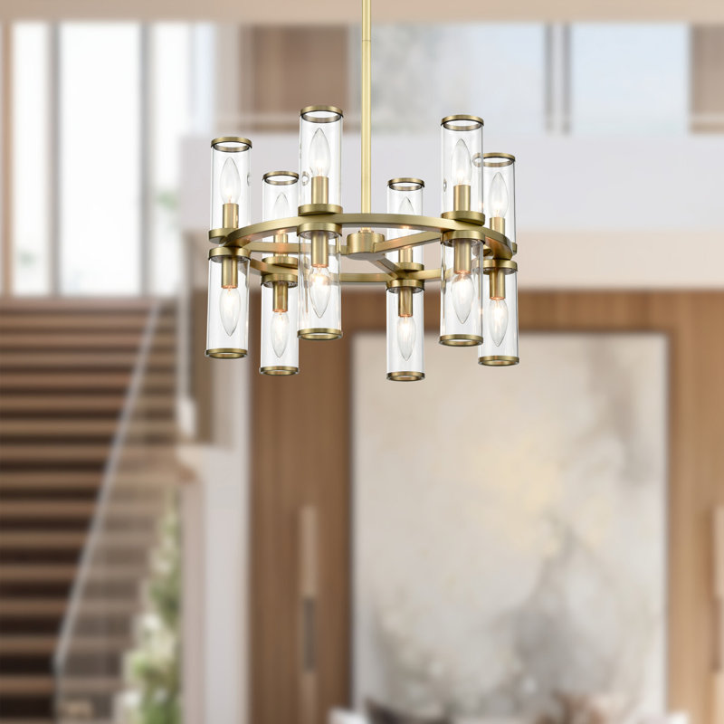 Revolve 12 - Light Chandelier, Natural Brass