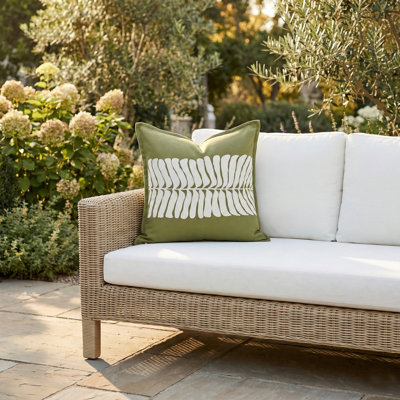 Indoor/Outdoor Throw Pillow Made from Recycled Polyester Yarn - Double Sided, Stain Resistant, Machine Washable - Tropical - Patio, Deck, Porch, Living Room - Hilo - Green - (20" x 20")